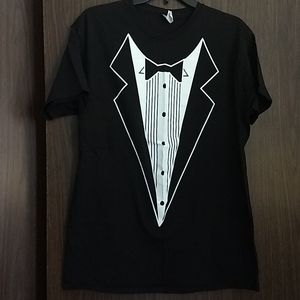 Black tuxedo tee shirt
